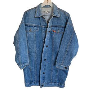 Jordache Vintage Denim Jacket Blue Button-Down Oversized 90s Retro preppy